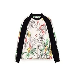 Zara Basic Floral Print Zip-Up Bomber Jacket |Small|